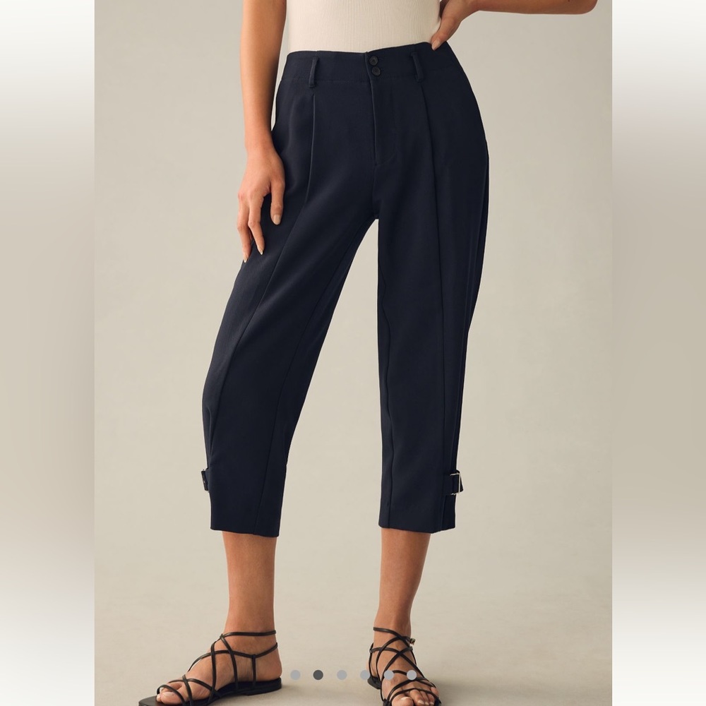 Maeve cropped navy trousers